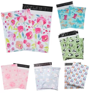 Flat Mailer 100x Designer Poly Mailers 10x13 Inch Purple Flower Thank You – Colorful Shipping Bags with Self Seal | Tear & Waterproof Mailing Envelopes for Packaging, Small Business & E-Commerce