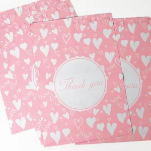 Flat Mailer 100x Designer Poly Mailers 10x13 Inch Peach Heart Thank You – Colorful Shipping Bags with Self Seal | Tear & Waterproof Mailing Envelopes for Packaging, Small Business & E-Commerce