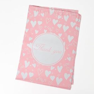 50x Poly Mailers 10x13 Inch Mailing Bags Colorful Thank You Designs with Self Seal Tear & Waterproof Shipping Envelopes for Packaging, Small Business & E-Commerce (Peach Heart Thank You)