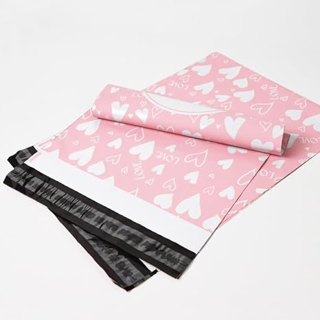 50x Poly Mailers 10x13 Inch Mailing Bags Colorful Thank You Designs with Self Seal Tear & Waterproof Shipping Envelopes for Packaging, Small Business & E-Commerce (Peach Heart Thank You) - Image 4