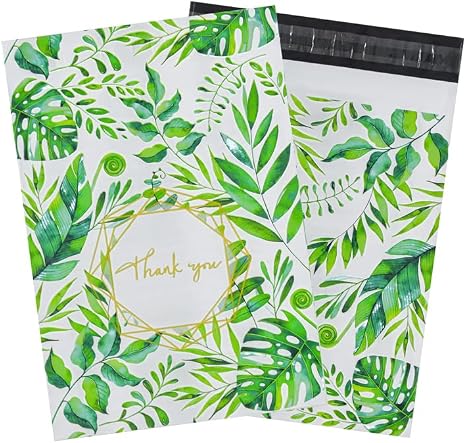 50x Poly Mailers 10x13 Inch Mailing Bags Colorful Thank You Designs with Self Seal Tear & Waterproof Shipping Envelopes for Packaging, Small Business & E-Commerce (Tropical Leaves Thank You) - Image 2