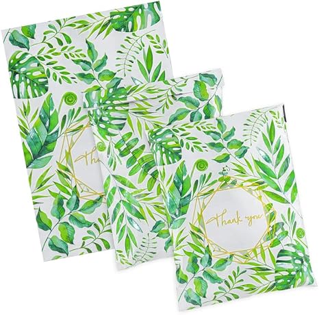 50x Poly Mailers 10x13 Inch Mailing Bags Colorful Thank You Designs with Self Seal Tear & Waterproof Shipping Envelopes for Packaging, Small Business & E-Commerce (Tropical Leaves Thank You) - Image 4